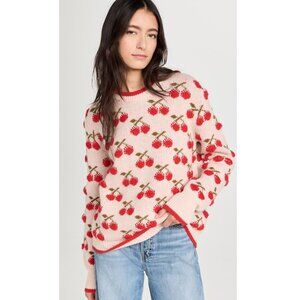 La Double J Cherry Intarsia Knit Sweater Off White Alpaca Blend Crewneck Women S